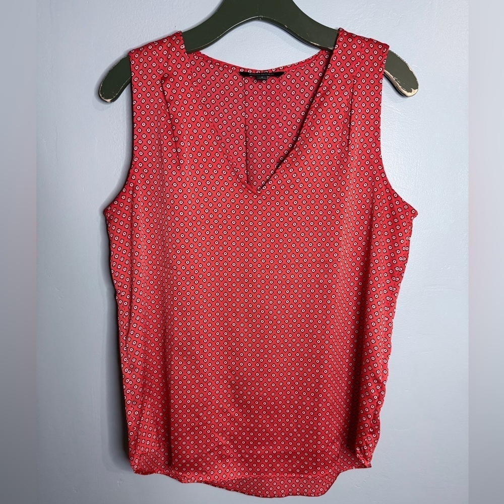 #5)  Banana Republic Red Geometric Sleeveless Blouse